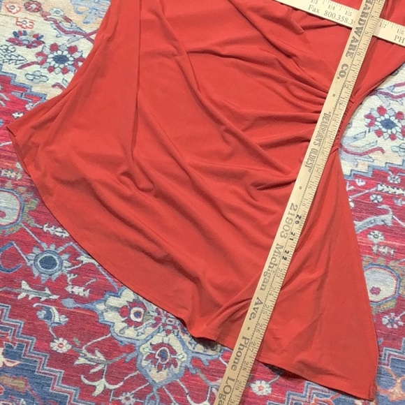 🪸MIDNIGHT VELVET Coral Gold Chain Long Sleeves Ruched Surplus Faux Wrap - Picture 5 of 7